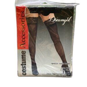 DREAMGIRL Black Sheer Thigh Highs NEW IN PACKAGE one size
